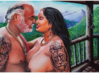gay porn Erotic Art Or Drawing Of Sexy Desi Indian Woman in Honeymoon with Father in Law At an Exotic Location amateur bdsm